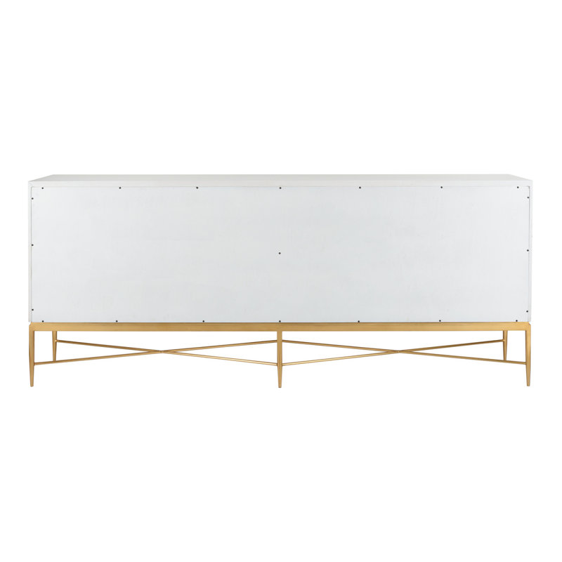 The Sensual Side Of Sleek 84'' W Sideboard, White/Antique Gold Leaf