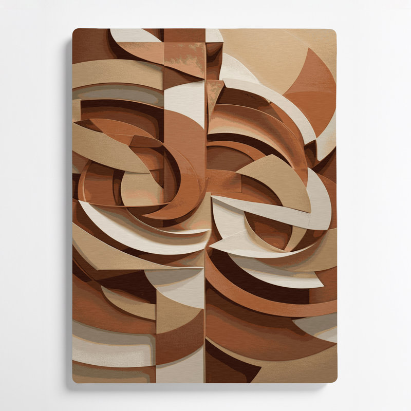 Abstrait formes 83, art mural en métal brun, H 20 po x l 30 po
