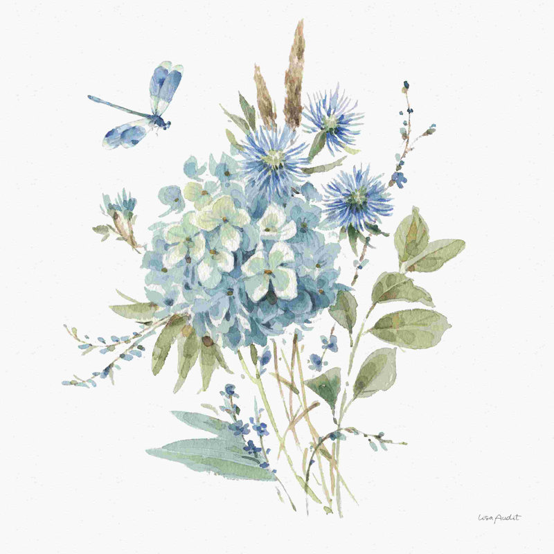 Bleu bohémien 04A, H 12 po x l 12 po, Non, Toile avec cadre doré
