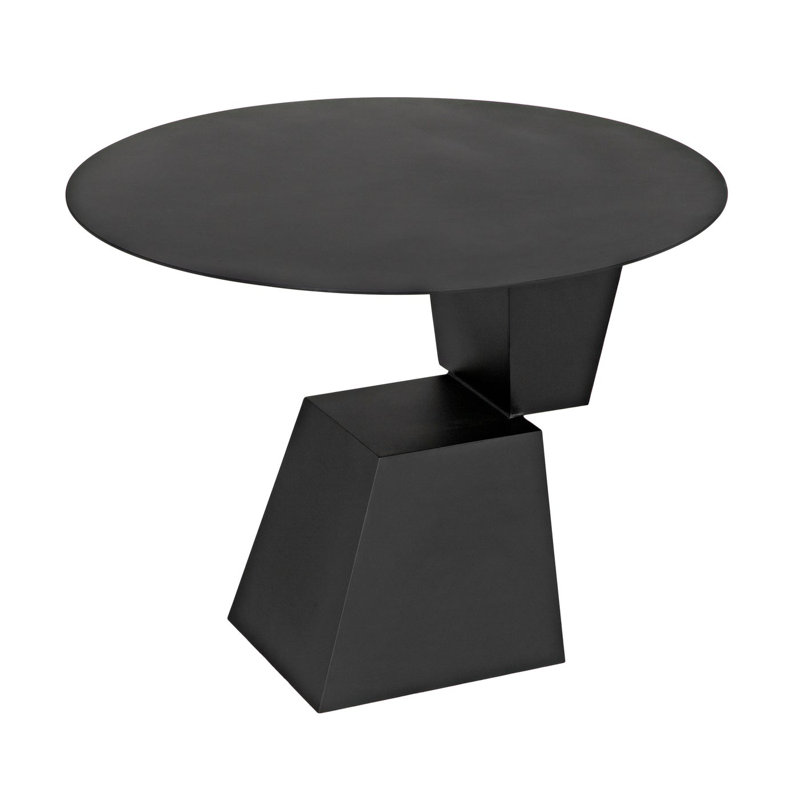 Matte Black Round Metal Dining Table, 39" Diameter