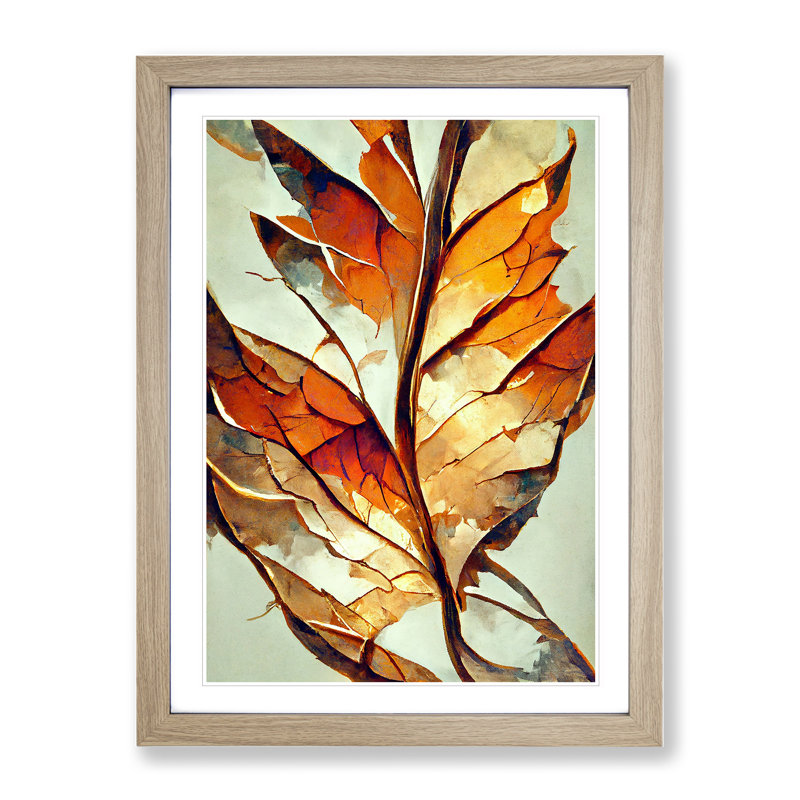 Abstract Autumn Leaf No.4 - Framed Print, 64cm H x 46cm W x 2cm D, Oak