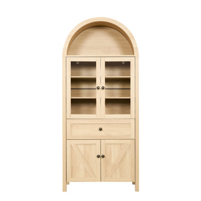 Armoire multi-fonctionnelle de style américain, design contemporain, grande capacité, bois d'ingénierie, armoire rétro de couleur naturelle pour la salle à manger, matériaux, artisanat antique, rembourrage, brun
