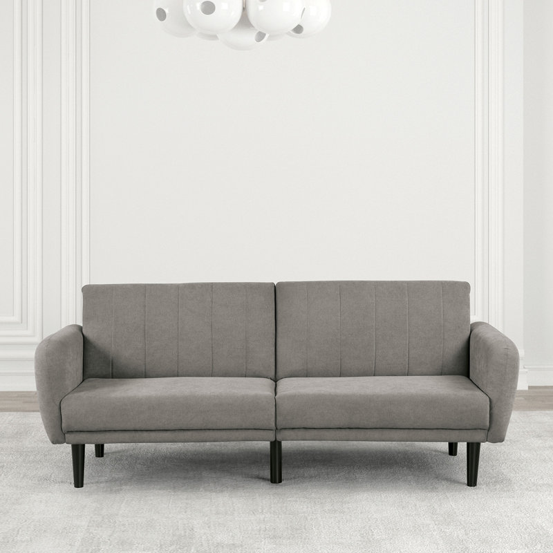 Le canapé de futon de couleur grise se transforme en lit capitonné en fer avec dossier à pattes de support de canapé 1pc