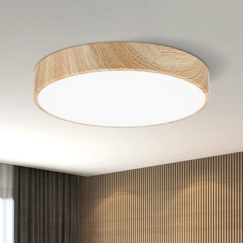 Flush Mount lighting wooden texture 13 inch