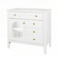 Meuble-lavabo de salle de bain de style Mid-Century avec verre à motif et capteur de mouvement, rangement spacieux, design campagnard haut de gamme-1323165841