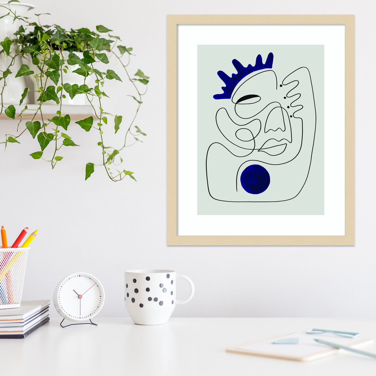 El Rey Print by Shatha Al Dafai, 21.38" H x 17.38" W x 0.875" D, Noir Black Framed