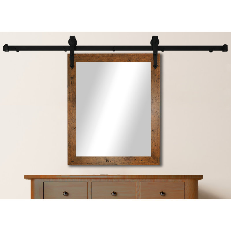 Neace Flat Mirror, 39" H x 33" W, Rustic Light Walnut