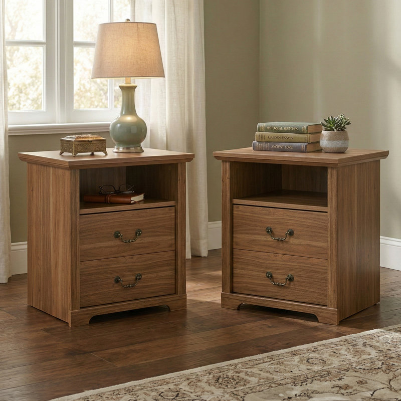 Table de chevet 2 tiroirs Keaton, Walnut