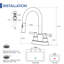 4 po Robinet pour salle de bain à poignée double à grande arche Centreset avec douchette extractible et bonde escamotable-120286994