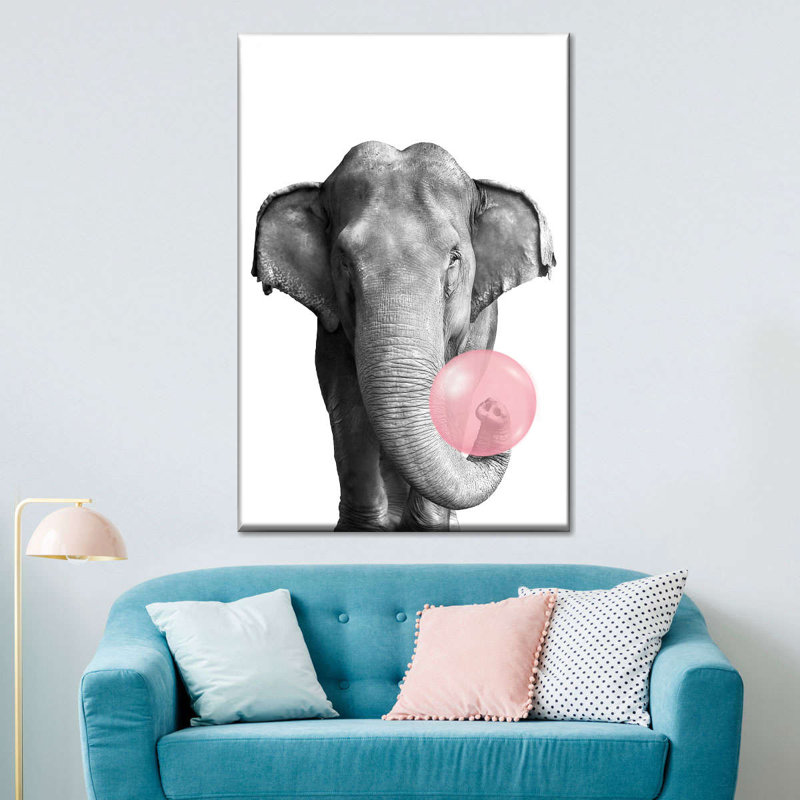 Elephant Bubble Gum sur impression sur toile, H 48 po x l 32 po x P 1,25 po