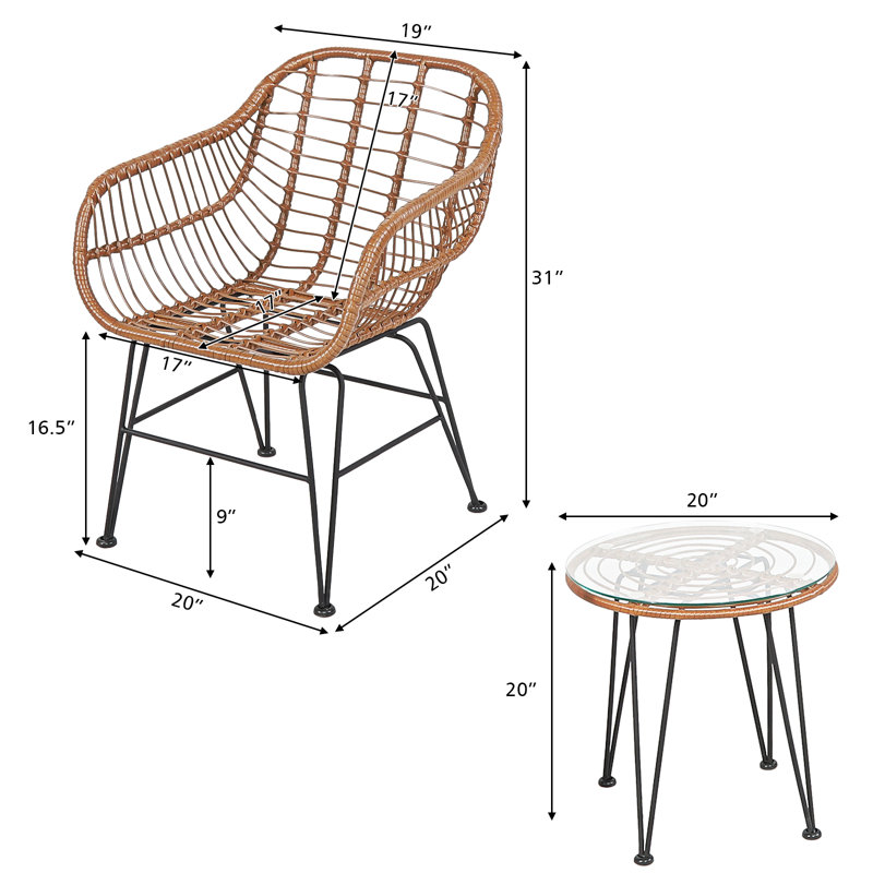 Cadnite - Person Patio Conversation Set, Brown, Red