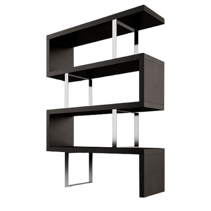 67" Black And Silver Metal and Wood Three Tier Etagere Bookcase