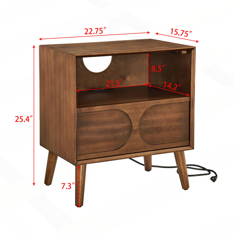 Mid Century Modern Nightstand with Multiple Functions and Stylish Design