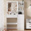 Bureau de coiffeuse avec miroir, 3 modes d'éclairage, table de maquillage avec tiroirs et tablettes de rangement pour filles