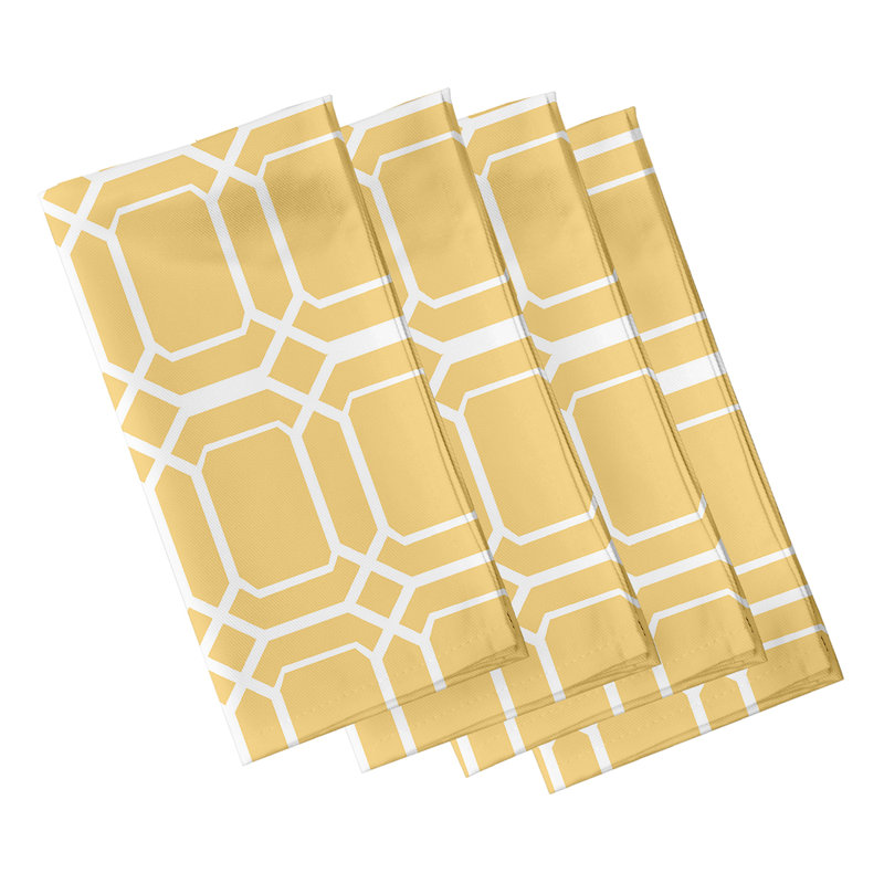 Landel Polyester Geometric Square Napkin, Yellow