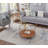 32-inch Round Wood Coffee Table with Sleek Glass Top and Sturdy Metal Frame-2084753225