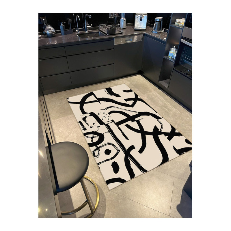 Tapis lavable texturé Text Trace, Sous-tapis carré 3 pi 3 po inclus