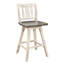 De 2 chaises pivotantes à hauteur de bar, bois d'hévéa massif, patiné, dossier à lattes verticales, mobilier de salle à manger rustique 2 bistro, sièges de salle-46122938-46122937