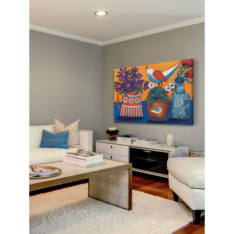 «Orange and Blue Vases» par Holly Wojahn, reproduction d'art sur toile tendue, H 40 po x l 60 po x P 1,5 po