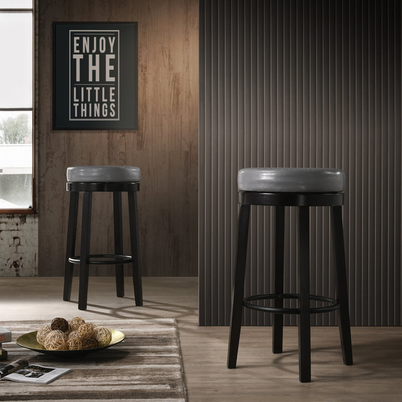 Modern Gray 30" Bar Height Swivel Stool with Plush Upholstered Seat, Gray, Bar Stool (30" Seat Height)
