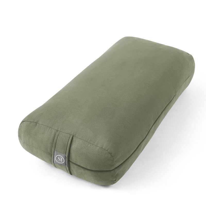 Yoga Bolster Pillow Meditation Pillow W/Washable Cover & Carry Handle, Olive Green