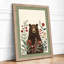 Bear Among Wildflowers Boho - Framed Print-1935449296-1935449310