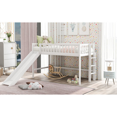 Lit mezzanine simple simple avec glissière amovible, bois de pin blanc et fabriqué pour offrir une durabilité, une mise à niveau verticale et amusante