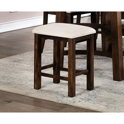 De 2 tabourets rustiques, bois massif, coussin en tissu beige, chaises de salle à manger à hauteur de comptoir 2 pièces,