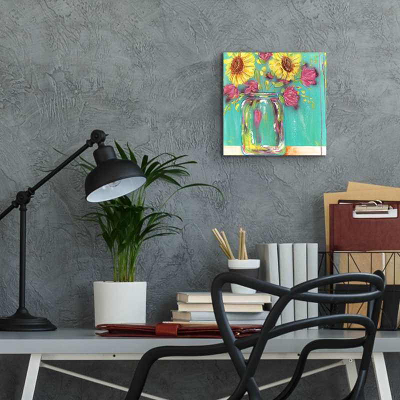 «Mason Jar Flowers» par Estelle Grengs, H 12 po x l 12 po x P 0,13 po