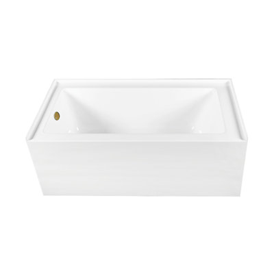 Kingston Brass Aqua Eden 60-Inch Acrylic Rectangular 3-Wall Alcove Tub, Hand Drain