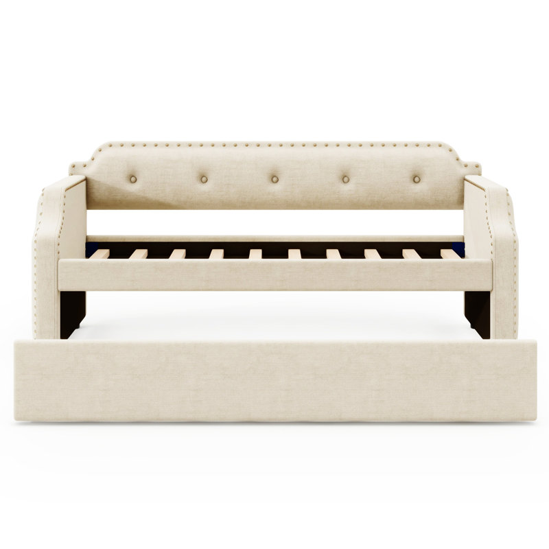 Lit de jour rembourré avec couchette, Beige