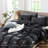 MooMee Striped Duvet Cover Set 100% Washed Cotton Linen Like Textured-105229476-124390643