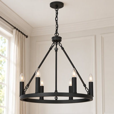 6-Lights Waggon Wheel Chandelier Ceiling Lights