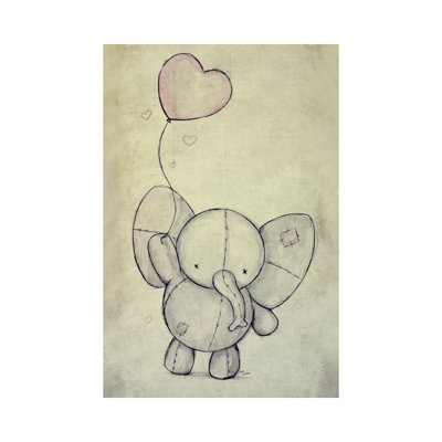 «Cute Elephant with a Ballon» par Mike Koubou - impression d'art graphique
