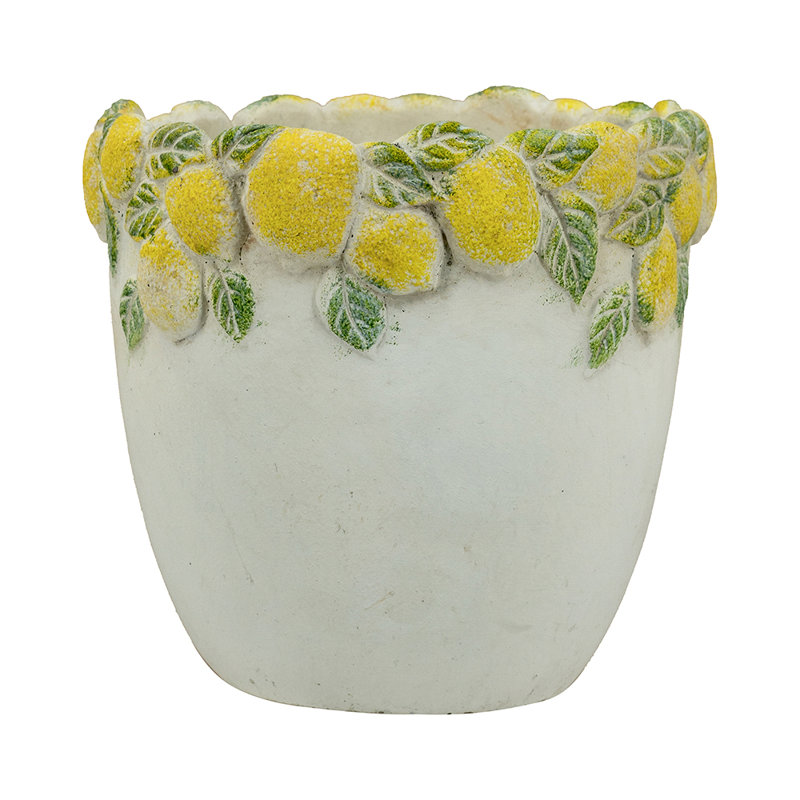 Jardinière en sable et ciment crème D7.5X7.5, H 7,5 po x l 7,7 po x P 7,7 po
