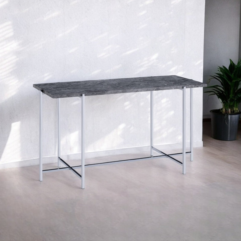 Sofa Table, Engineered Stone Top & Chrome