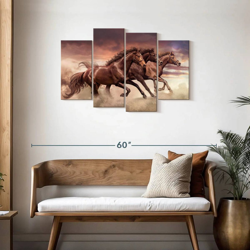 Three Running Horses, H 27 po x l 43 po