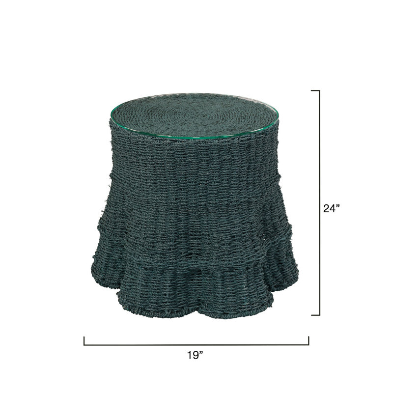 Falda Glass End Table, Verdigris