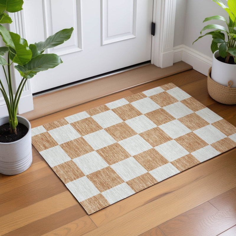 Machine Washable Indoor/Outdoor Braegger ACN2345 Geometric Rug, Rectangle 1'8" x 2'6"