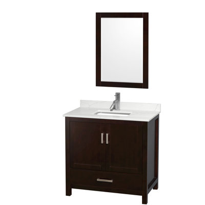Sheffield 36" Freestanding Single Bathroom Vanity with Quartz Top with 24" Mirror
