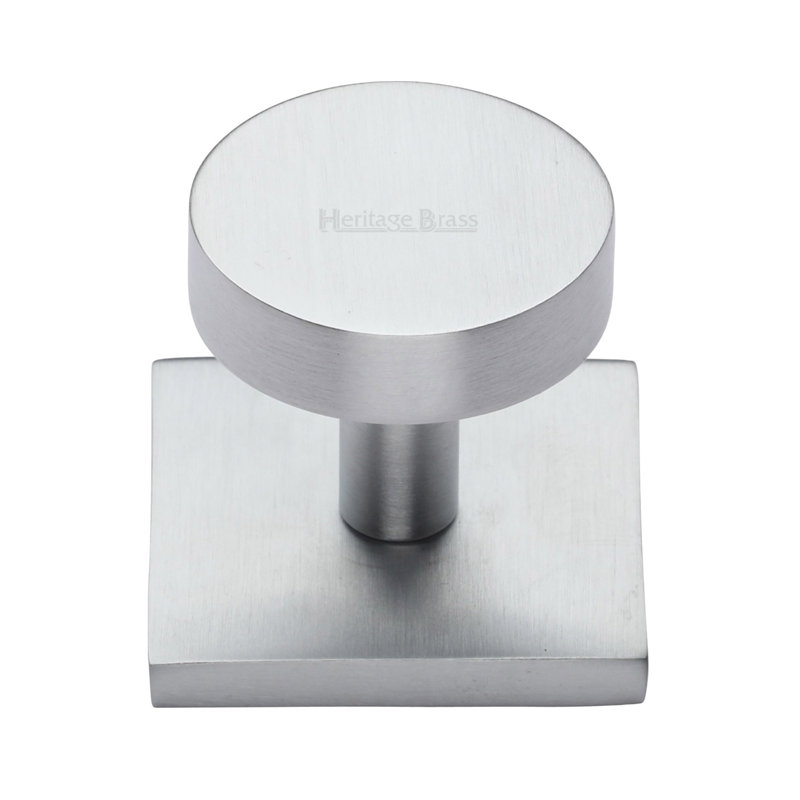 Heritage Brass Cabinet Knob Disc Design with Square Backplate