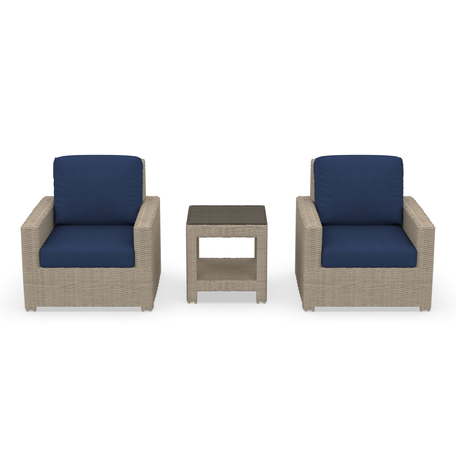 Outdoor Patio Lounge Chair With End Table Set And Sunbrella Cushions, Canvas Navy