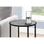 Table d'appoint moderne pour la chambre à coucher - Plateau en stratifié gris et pieds en métal noirs avec table de bout ronde avec salon