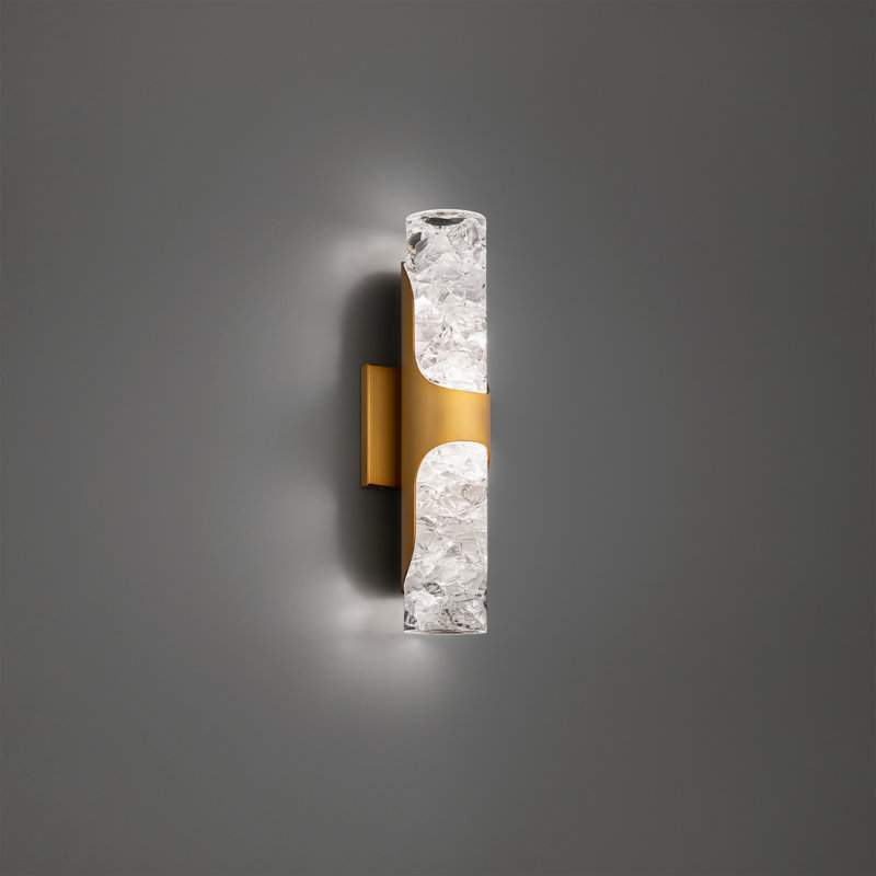 Royce Dimmable LED Wall Sconce With Crystal Shade , 3000K Color Temperature, Aged Brass