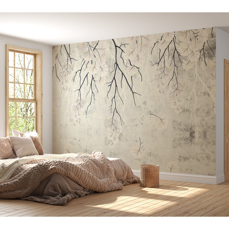 Murale florale pelez et collez - plantes suspendues mystérieuses, L 57 po x L 41 po