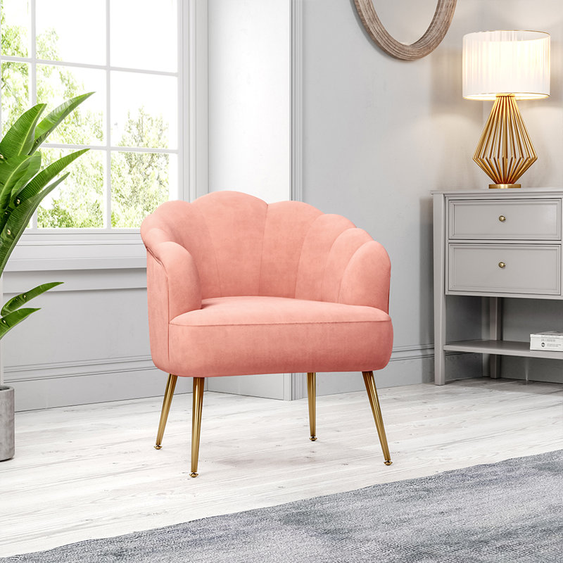 Adriel Upholstered Barrel Chair, Pink