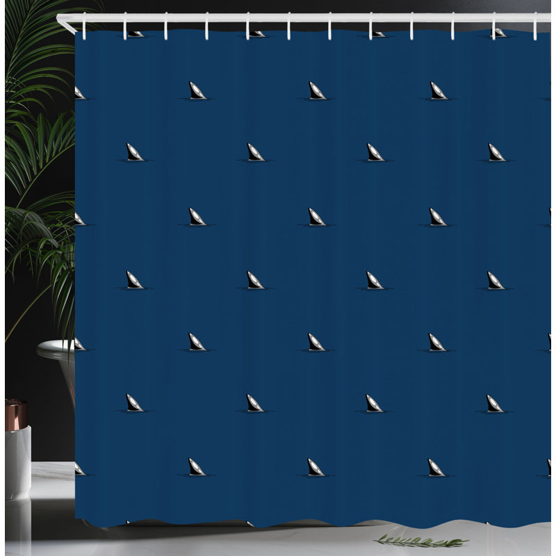Shower Curtain with Hooks Included, Dark Navy, 70" H x 69" W