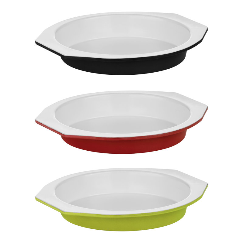 Ceramic Coated Deep Round Cake Tin in Red/White