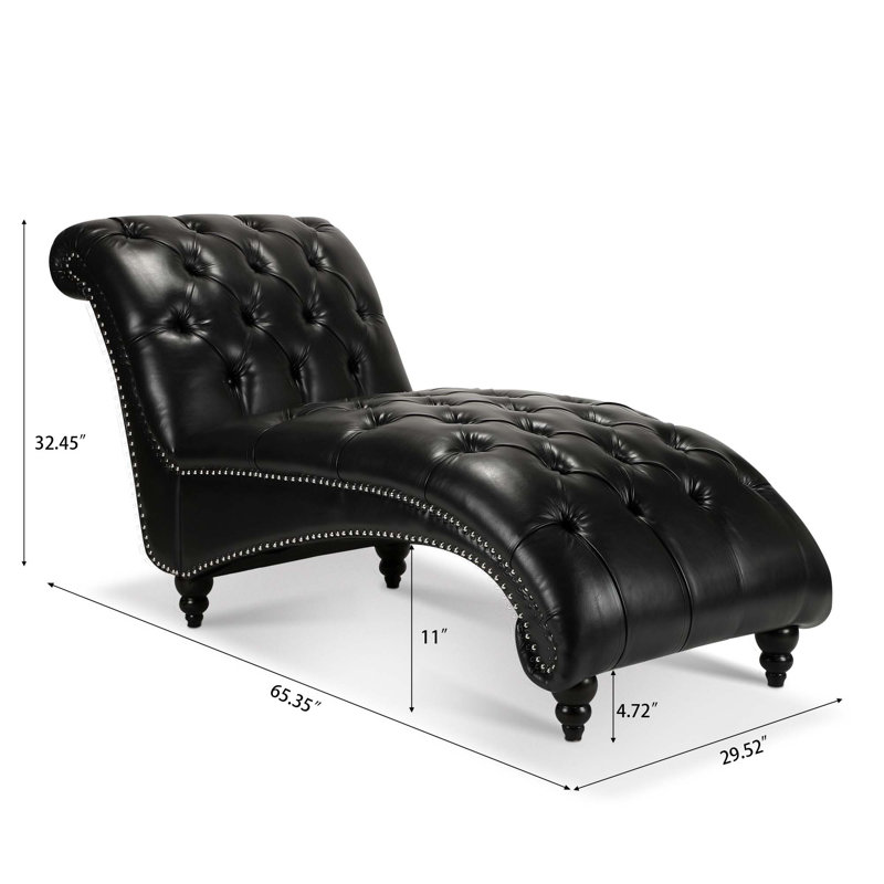 Chaise longue sans accoudoirs capitonnée Ryo, Similicuir noir