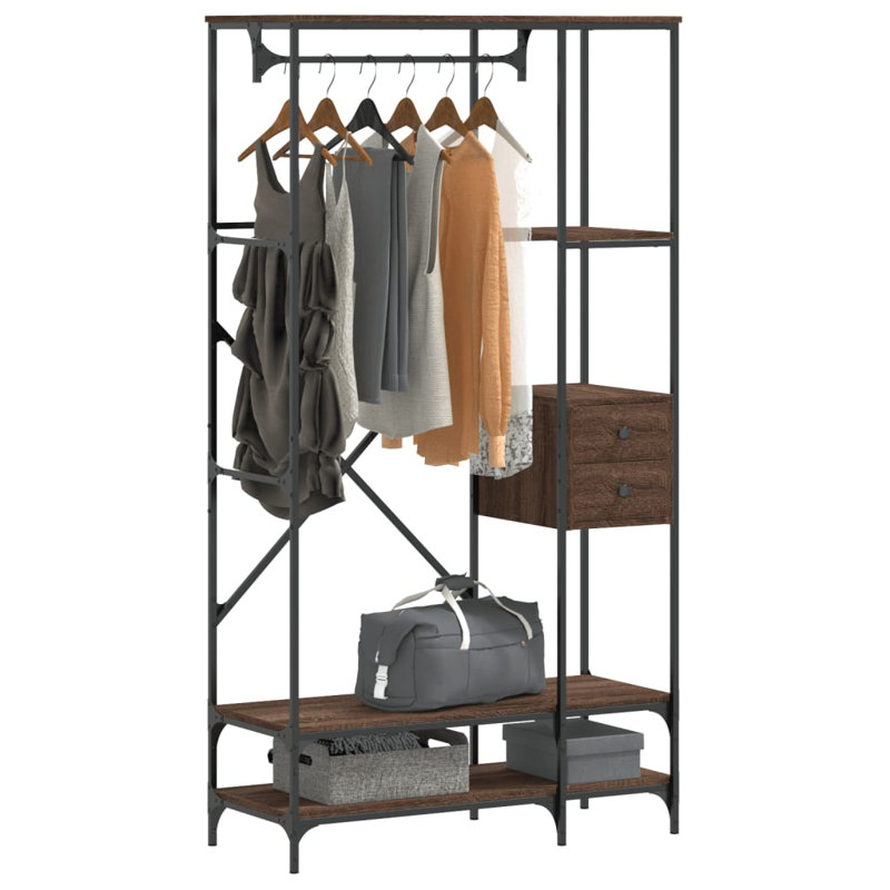 Carmie 97cm Clothing Rack, Brown Oak